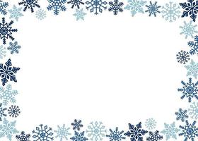 quadro horizontal de flocos de neve azuis. modelo para design de inverno. vetor