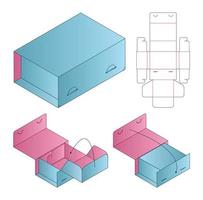 design de modelo cortado de embalagem de caixa. Maquete 3D vetor