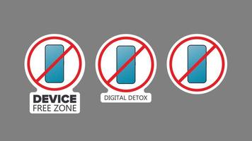 conjunto de adesivos. tachado ícone do telefone. o conceito de dispositivos de proibição, dispositivos de zona franca, desintoxicação digital. em branco para adesivo. isolado. vetor. vetor