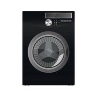 máquina de lavar preta isolada em um fundo branco. máquina de lavar de vetor realista.