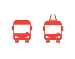 ícones de ônibus e trólebus isolados no branco vetor