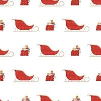 padrão sem emenda com trenós de Papai Noel vermelhos. padrão festivo. adequado para cartões postais, planos de fundo, livros e pôsteres. ilustração vetorial. vetor