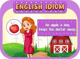 idioma inglês com uma maçã por dia mantém o médico longe vetor