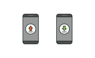 smartphone e upload download icon vector design
