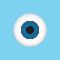 olho azul humano 3d. íris do olho sobre fundo azul. globo ocular realista da pupila. ilustração vetorial vetor