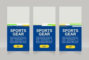 modelo de design de banner da web para exibição de equipamentos de proteção esportivos vetor