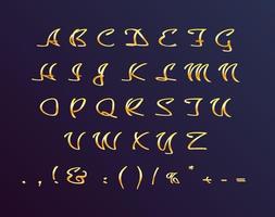 conjunto de alfabeto cursivo ouro estilo moderno vetor