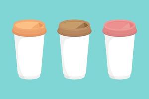 conjunto de xícara de café, xícara de café vertical de formas planas.
