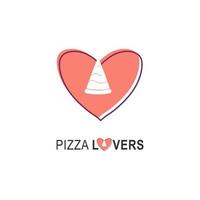 logotipo dos amantes de pizza para embalagens de café e menu do restaurante. logotipo de fast-food com ilustração em vetor moderno estilo simples. logotipo de pizza para pizzaria italiana com pizzaria em estilo minimalista de coração.