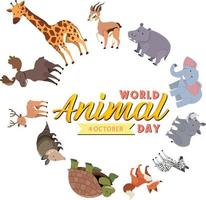 logotipo do dia mundial dos animais com animais africanos vetor