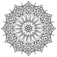 flor mehndi para henna, mehndi, tatuagem, decoração. ornamento decorativo em estilo oriental étnico, ornamento de doodle, desenho de mão de contorno. página do livro para colorir. vetor