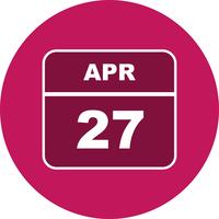 Data de 27 de abril em um calendário de dia único vetor