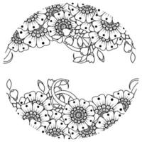 flor mehndi para henna, mehndi, tatuagem, decoração. ornamento decorativo em estilo oriental étnico, ornamento de doodle, desenho de mão de contorno. página do livro para colorir. vetor