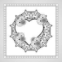 mão desenhada coração com mandala. decoração em ornamento de doodle oriental étnico vetor