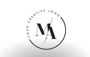 design de logotipo de letra ma serif com corte interseccionado criativo. vetor