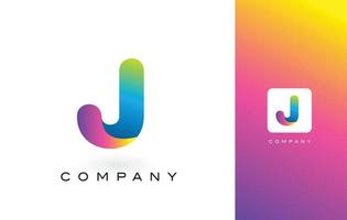 letra do logotipo j com arco-íris vibrante bonito colors.j letras da moda coloridas logotipo roxo e magenta. vetor