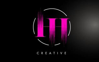 design de logotipo de carta de pincelada hh rosa. ícone de letras de logotipo de tinta rosa. vetor