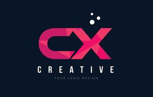 Logotipo da letra cx cx com conceito de triângulos rosa poli baixa roxa vetor