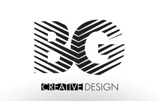 design de letras de linhas bg bg com zebra criativa e elegante vetor
