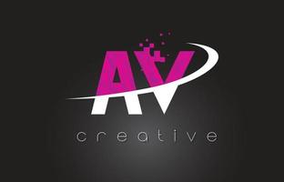 design criativo de letras av av com cores rosa branco vetor