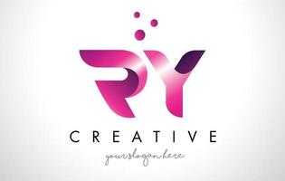 Design do logotipo da carta ry com cores roxas e pontos vetor