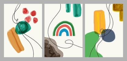 abstrato moderno contemporâneo na moda. conjunto de vetores de ilustrações criativas e minimalistas pintadas à mão para redes sociais, decoração de parede, cartão postal ou design de capa de brochura