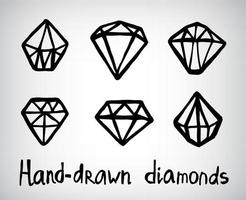 conjunto de vetores de ícones de diamante desenhados à mão