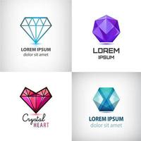 conjunto de logotipos de joias, ilustração de diamantes, ícones de cristal vetor