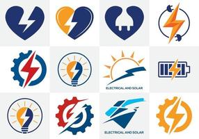eletricidade logotipo modelo iluminação parafuso sinal símbolo. conjunto de ícones de vetor