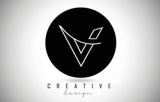 design de vetor de monograma de logotipo de letra v. ícone de letra v criativo com linhas pretas