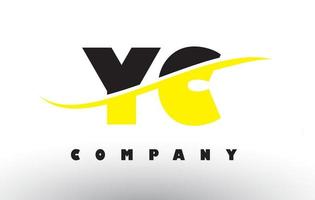 logotipo da letra yc yc preto e amarelo com swoosh. vetor