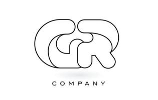 logotipo da carta do monograma gr com contorno fino do monograma preto. vetor de design de carta na moda moderna.