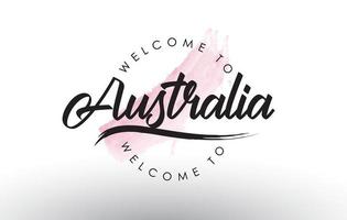austrália, bem-vindo ao texto com pincelada aquarela rosa vetor