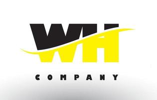 logotipo de letra wh wh preto e amarelo com swoosh. vetor