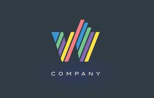 logotipo da letra w com vetor de design de linhas coloridas. ilustração do ícone da letra do arco-íris