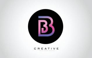 design do logotipo do monograma da letra b. ícone b moderno com design criativo lindo monograma preto roxo. vetor
