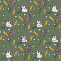 Primavera bonito padrão verde com cenouras coelhinhos de coelhos. feliz Páscoa sem costura fundo. têxteis para crianças. álbum de recortes de papel digital. vetor
