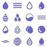 conjunto de ícones de vetor de água plana