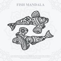 mandala de peixe. elementos do estilo boho. animais estilo boho desenhado. ilustração vetorial. vetor