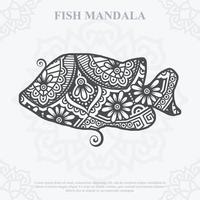 mandala de peixe. elementos do estilo boho. animais estilo boho desenhado. ilustração vetorial. vetor