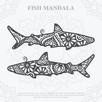 mandala de peixe. elementos do estilo boho. animais estilo boho desenhado. ilustração vetorial. vetor