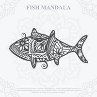 mandala de peixe. elementos do estilo boho. animais estilo boho desenhado. ilustração vetorial. vetor