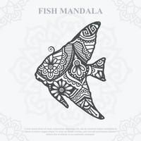 mandala de peixe. elementos do estilo boho. animais estilo boho desenhado. ilustração vetorial. vetor