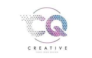 cq cq rosa magenta pontilhado letra bolha logo design vector