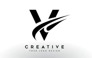 design de logotipo de letra v criativo com vetor de ícone swoosh.