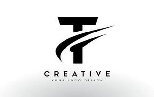 design de logotipo de letra t criativo com vetor de ícone swoosh.