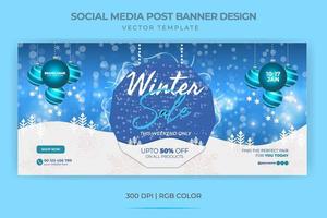 venda de inverno oferecer descontos decorativos mídia social post banner vector template design