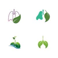 modelo de design de ilustração de logotipo de vetor de pulmões verdes, este logotipo com folha.