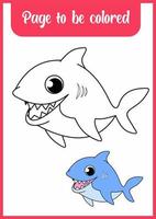 livro de colorir para criança. colorir tubarão bonito. vetor