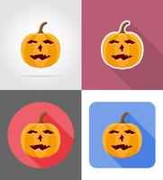 ilustração em vetor ícones plana de abóbora de halloween